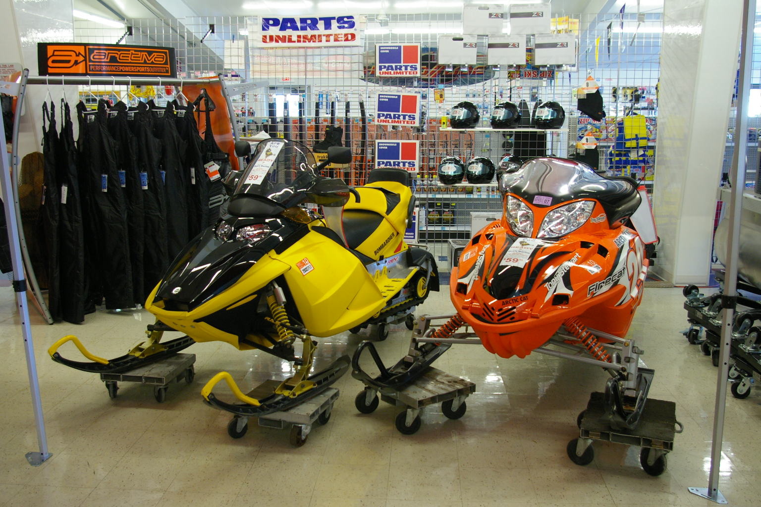 Snowmobiles in Don's Marine Store
